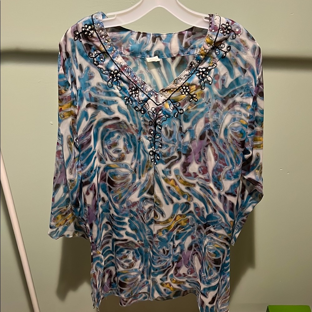 Embellished Multicolor Women's Coverup